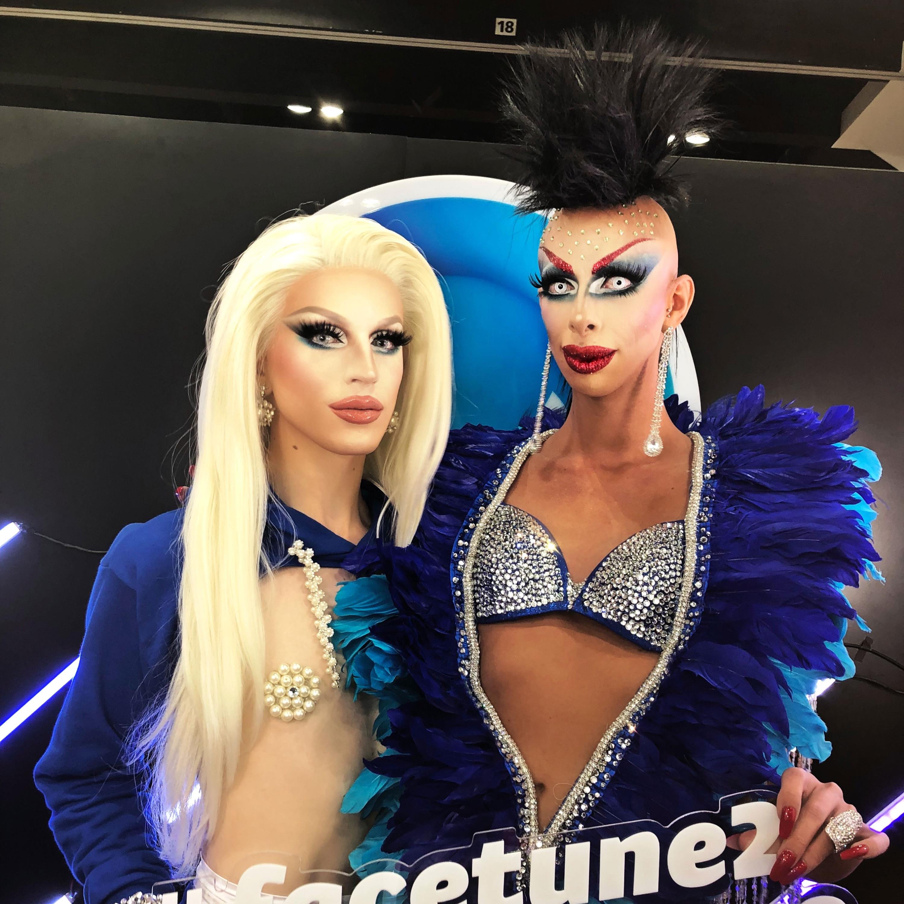 Aquaria with Israeli Drag Queen Aviv Hanoch with FaceTune at RuPaul's DragCon LA 2018 (courtesy Lightricks)