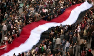 Anti-Mubarak protesters in Tahrir Square Feb. 8