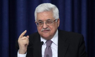 Mahmoud Abbas at the Muqata, Ramallah, Thurs.