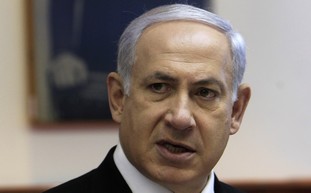 Netanyahu at the weekly cabinet meeting, Sunday.