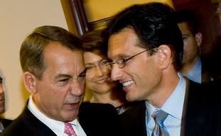 John Boehner shakes hands with with Eric Cantor 