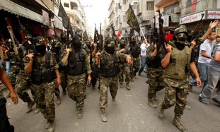 Islamic Jihad members at funeral in Gaza