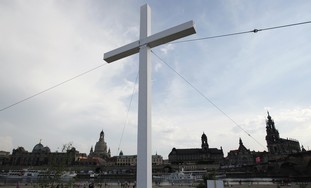 A giant cross seen at evangelical christian event