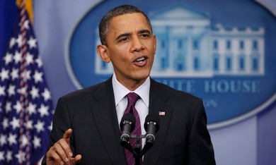 US President Barack Obama at press conference