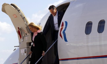 Mitt Romney steps off his campaign plane [file]