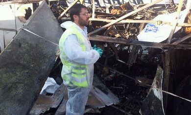 ZAKA man examines damage in Burgas 
