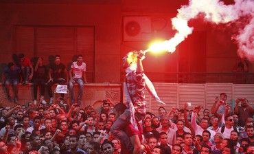 Protesters in front of the US embassy in Cairo 