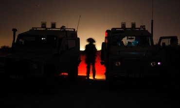 Israeli soldiers during patrol outside Gaza Strip