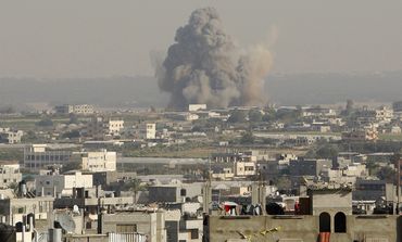 Smoke from airstrike in Gaza Strip