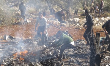 Burning wreckage of  Syrian warplane [file]