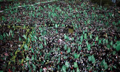 Hamas rally in Gaza Strip.