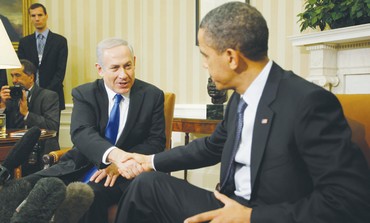Netanyahu and Obama shake hands