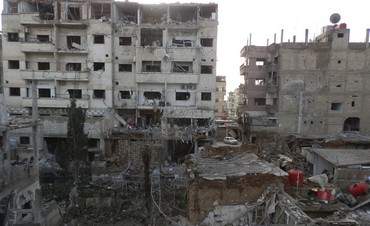 Damaged buildings in Daraya near Damascus