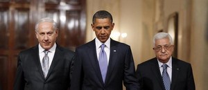 US President Obama with Prime Minister Netanyahu and PA President Abbas, September 1, 2010.