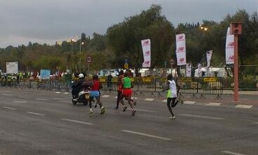 The leaders in the Jerusalem Marathon at the 5k mark, March 1, 2013