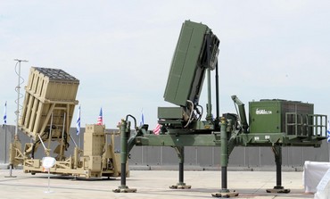 Iron Dome displayed at Ben Gurion airport for Obama's visit.