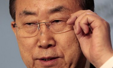 United Nations Secretary-General Ban Ki-moon during a news conference in Andorra April 2, 2013. 