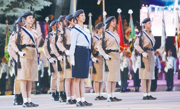 SOLDIERS STAND at attention during Monday night’s Independence Day opening ceremony on Mount Herzl