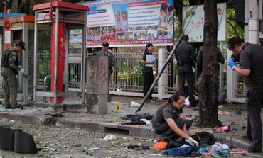 Police investigate site of blast in Bangkok