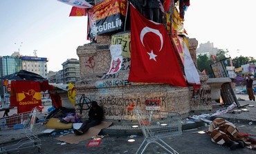 People sleep at Taksim Square, June 10, 2013
