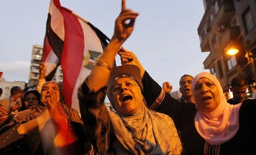 Anti-Morsi protesters celebrate in Alexandria, June 7, 2013.