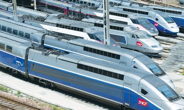 HIGH SPEED trains waiting at a siding in Spain. A new rail link to Ben-Gurion airport is being built