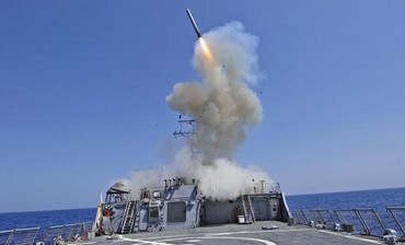 A US Navy destroyer launches a cruise missile in the Mediterranean Sea [file]