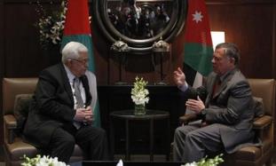 PA President Mahmoud Abbas meeting with Jordan's King Abdullah II, January 8, 2015.