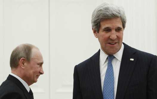 Secetary of State John kerry and Russian President Vladamir Putin