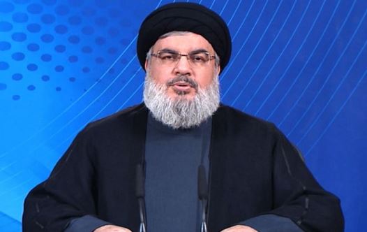 Hezbollah Secretary-General Hassan Nasrallah appears on Al-Manar television