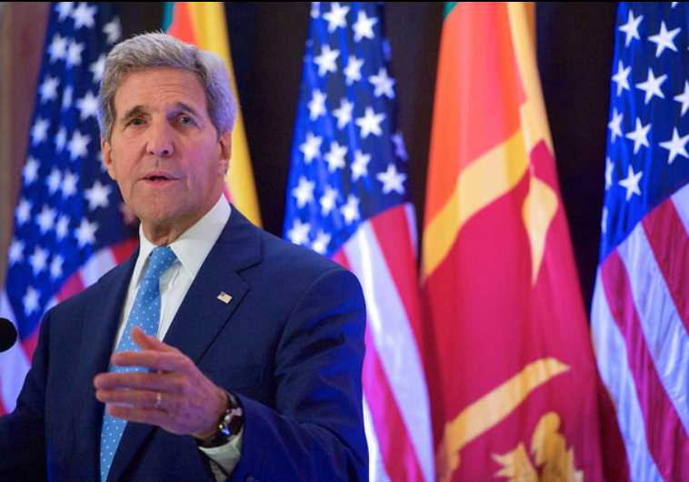 US Secretary of State John Kerry addresses the press in Sri Lanka