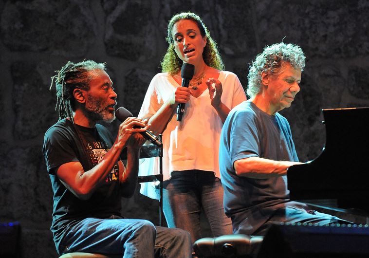 DYNAMIC JAZZ duo Bobby McFerrin (left) and Chick Corea perform with Israeli singer Achinoam Nini 