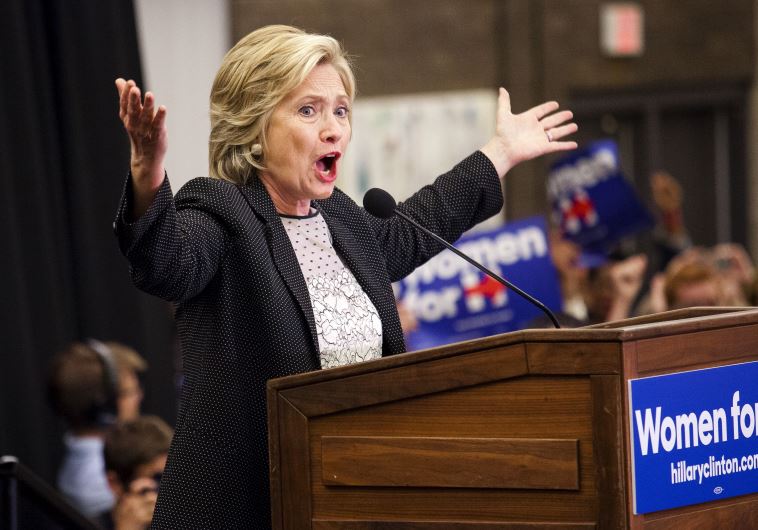Democratic presidential candidate Hillary Clinton speaks at a "Women for Hillary" meeting