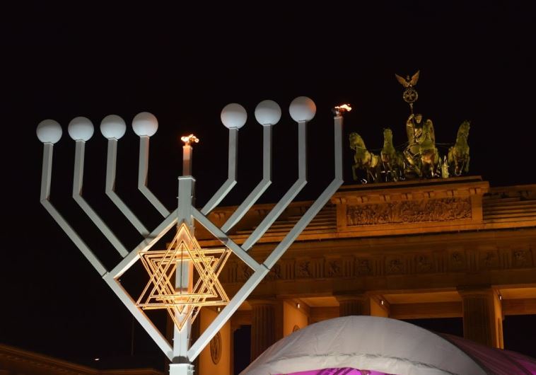 The Hanukka menorah at Brandenburg Gate in Berlin