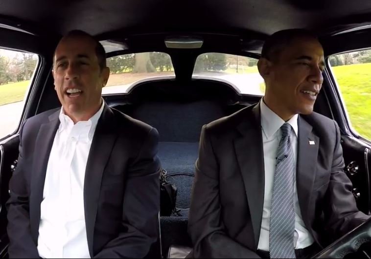 US President Barack Obama (R) and comedian Jerry Seinfeld