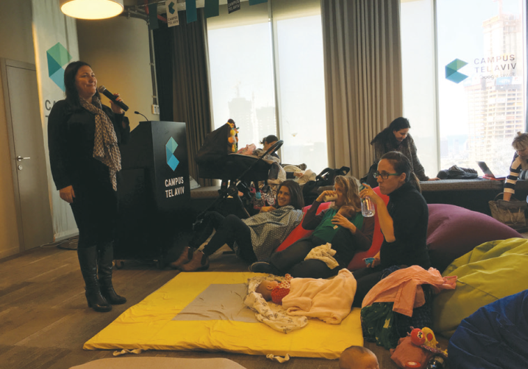 ENTREPRENEUR HILLA BRENNER speaks at Campus for Moms, an initiative at Tel Aviv’s Google office 