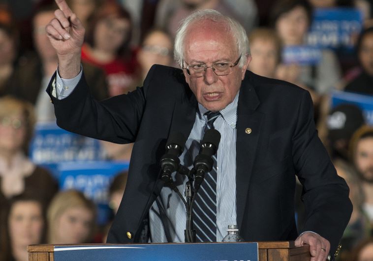 Democratic presidential candidate Sen. Bernie Sanders (D-VT) speaks to a crowd of supporters at the 