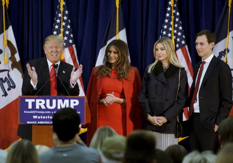 US Republican presidential candidate Donald Trump speaks as (L-R) his wife Melania, daughter Ivanka 
