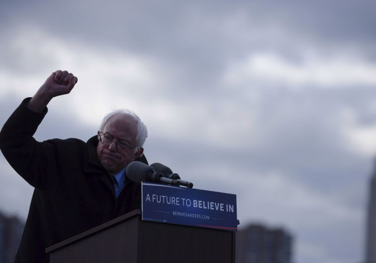 The Empire State Building is seen in the background from Transmitter Park as U.S. Democratic preside