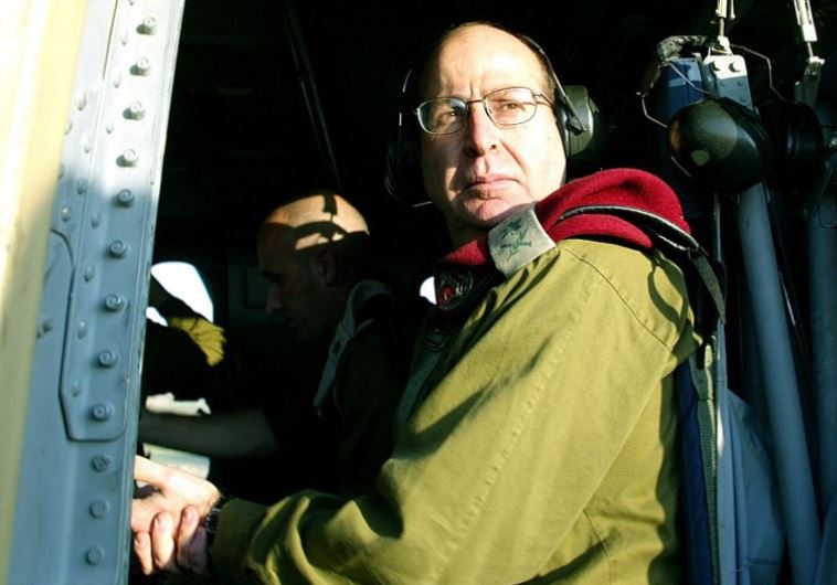 Then-chief of staff Moshe Yaalon is seen aboard a Black Hawk helicopter in 2004