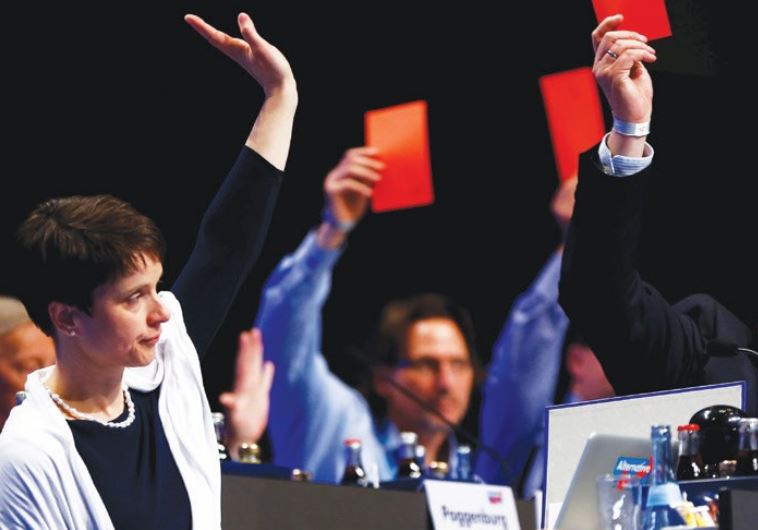 FRAUKE PETRY (left), chairwoman of the anti-immigration party Alternative for Germany, votes during 