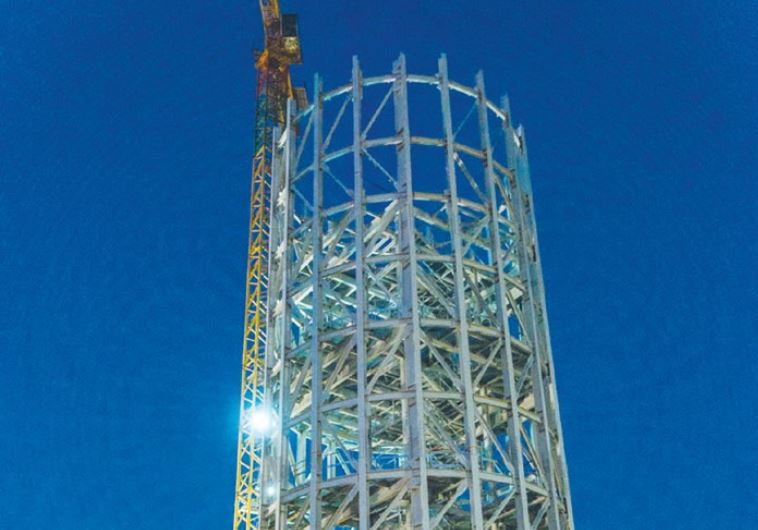 THE 250-METER-HIGH Ashalim Solar tower, now under construction south of Beersheba.