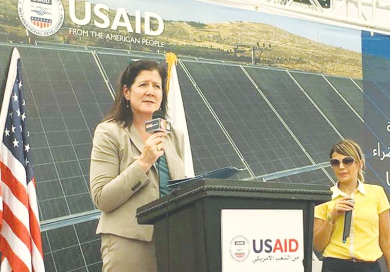DOROTHY SHEA, acting principal officer at the US Consulate in Jerusalem, speaks at the school’s inau
