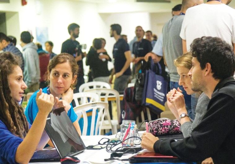 HACKATHONERS DISCUSS ‘hasbara’ ideas last week at the Technion