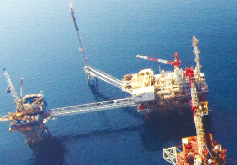 AN AERIAL SHOT of Prinos, a Greek oil reservoir that belongs to the energy firm Energean.