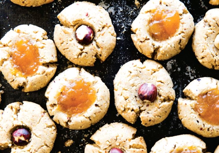 Barley thumbprints with honey and hazelnuts