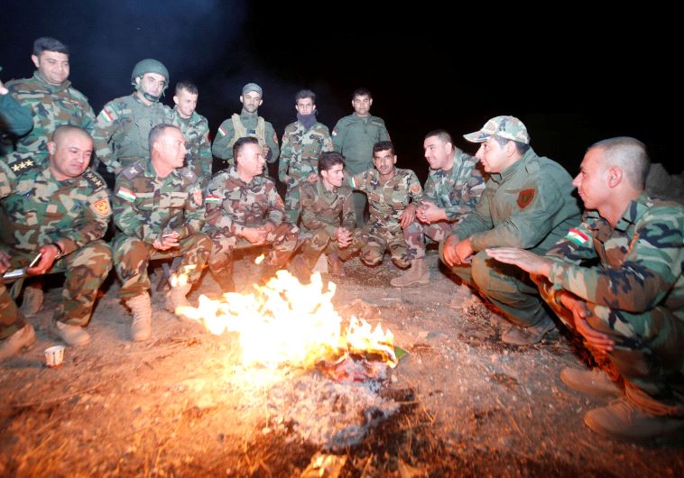 Peshmerga forces advance in the east of Mosul to attack Islamic State militants in Mosul, Iraq