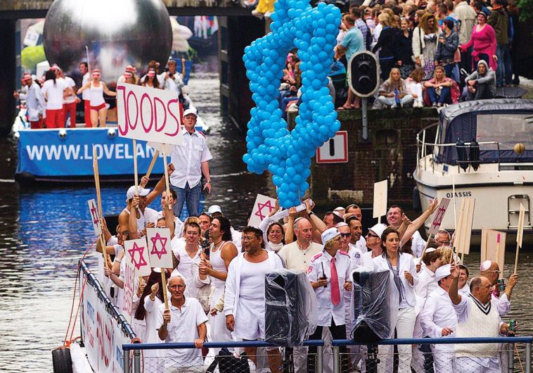 A BARGE with Jewish participants cruises the World Heritage canals in Amsterdam.