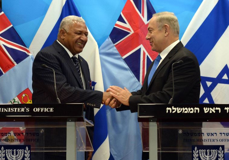 Prime Minister Benjamin Netanyahu with Fiji Prime Minister Frank Bainimarama