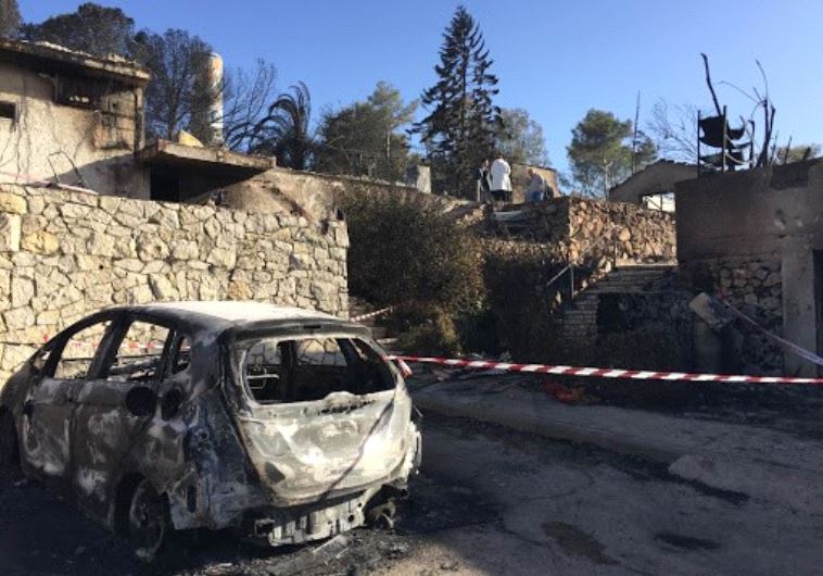 Fire damage in Halamish.